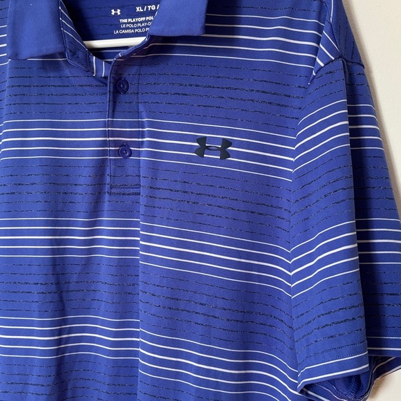 🎉4/30$🎉 Under Armour Navy and White Striped Polo - Picture 3 of 5
